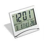 Будильник Настольный серебристый с цифровым термометром и календарем