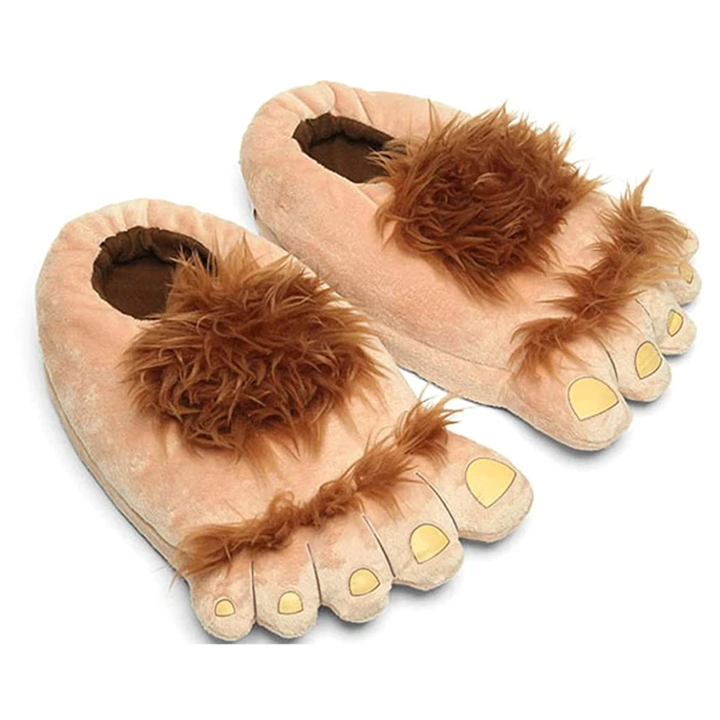 Bigfoot Plush Shoes Warm Men Women Slipper Anti-Slip Indoor House Cosplay Costume for Adults Children w/ Memory Foam