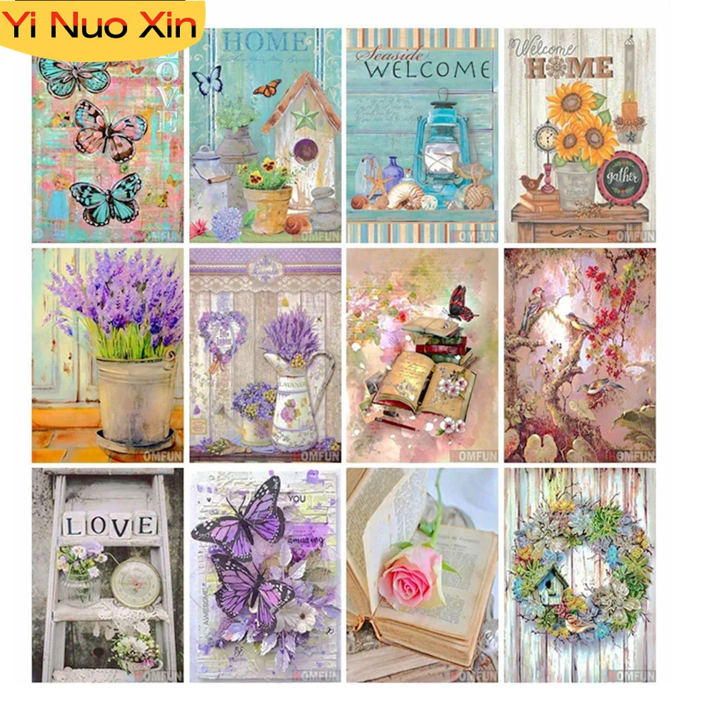 

YNX Cross Stitch Diamond Painting Rhinestone All-Flower Lavender Mosaic 5D DIY Home Decor Embroidery Handcrafted New Year Gifts