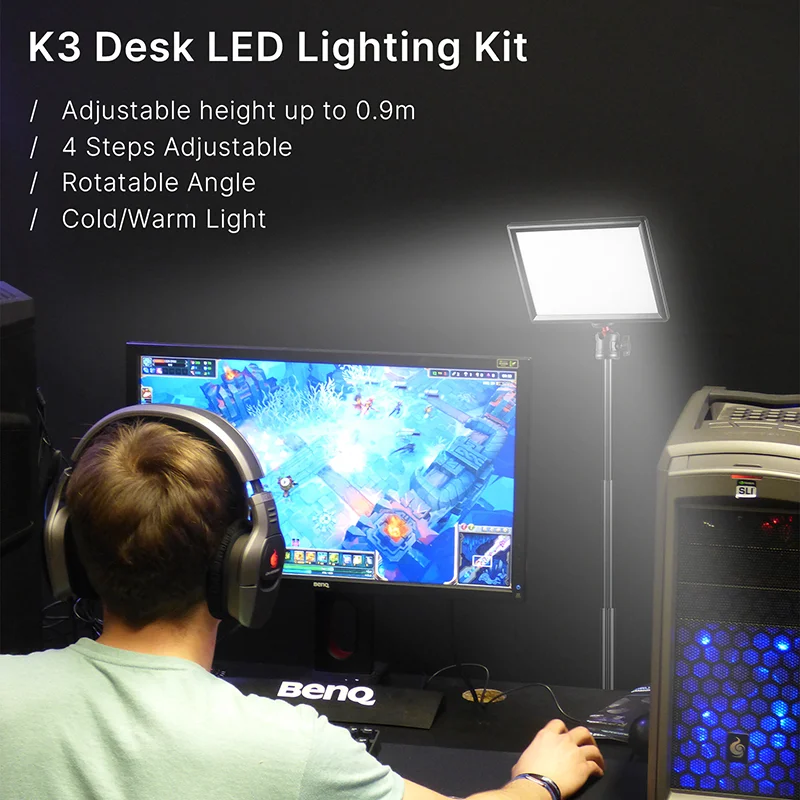 

VIJIM K3 Desktop Video Pannel Light LED Video Light with Desk Light Panel Lighting Photo Studio Live Stand Dimmable