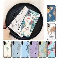 world map travel phone case for iphone 11 8 7 6 6s plus x xs max 5 5s se 2020 xr 11 pro diy custom cover