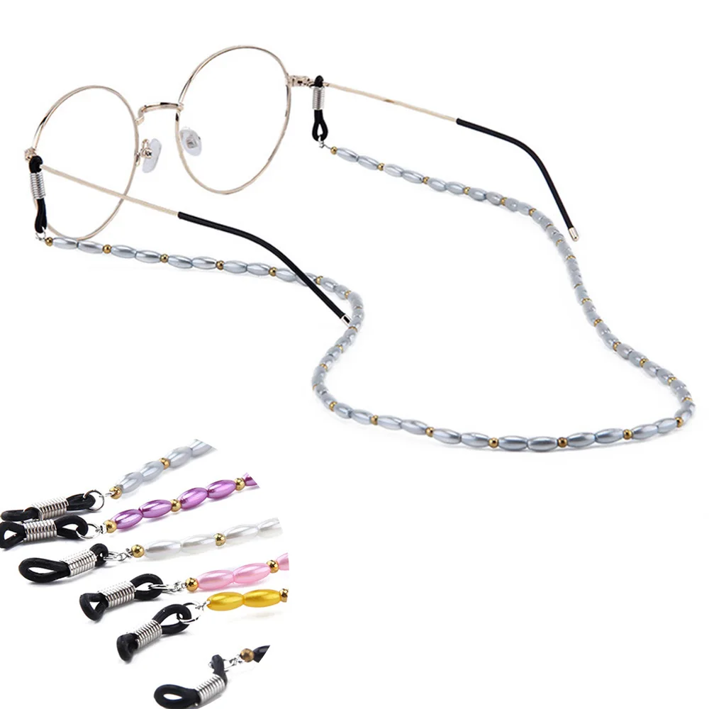 Модные длинные солнцезащитные очки с имитацией жемчуга цепочка для очков чтения