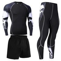 2022 new sport suit men long sleeve t shirts pants mma compression running set men bodybuilding rashguard gym fitness tracksuits