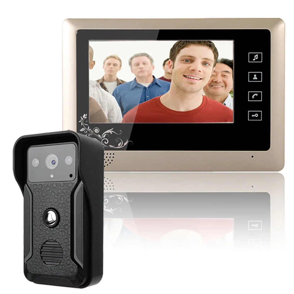 Визуальный домофон 7 ''TFT lcd проводной видео домофон система внутренний монитор 700TVL Открытый ИК камера Поддержка разблокировки - Цвет: SY809QA11