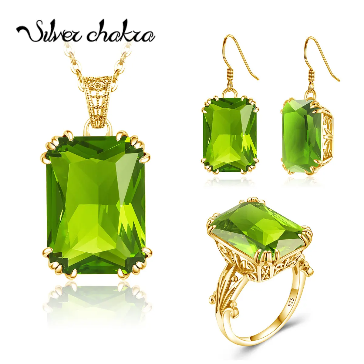 

SILVER CHAKRA Women's Jewelry Sets 585 Gold Real Silver 925 Earrings Necklace Pendant Set Silver Jewelry For Women