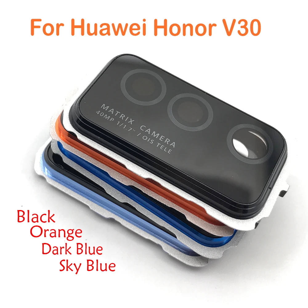 

Стеклянная крышка объектива задней камеры с рамкой и наклейкой, запасные части для Huawei Honor View 30 / Honor V30, 10 шт.
