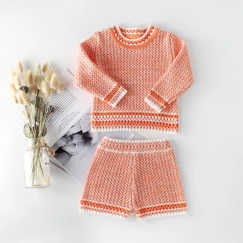 

Melario Winter Baby Girl Clothes Set Autumn New Knitted Boys Set Sweaters Shorts 2pcs Kids Clothing Girls Cotton Knitted Suits