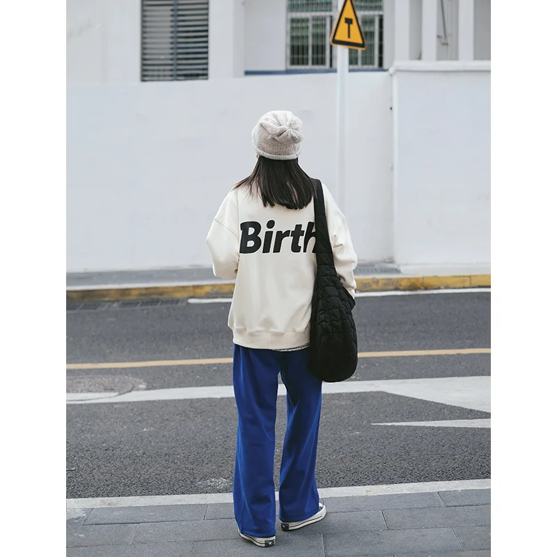 Синие повседневные женские брюки Klein зимние плюшевые утепленные прямые с