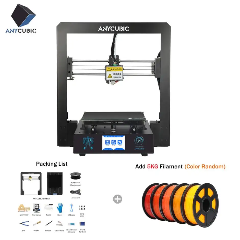 ANYCUBIC 3d принтер I3 Мега размера плюс полный металлический каркас платформы рабочего стола промышленного класса высокой точности 3d Drucker наборы нити - Цвет: I3 Mega -Add 5KG