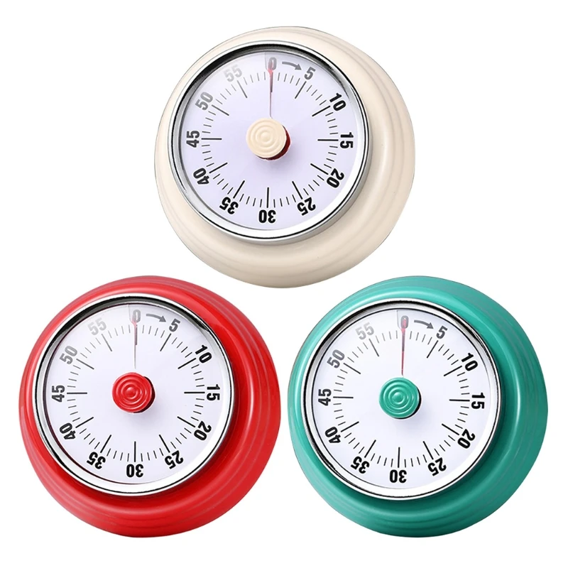 

Магнитный механический кухонный таймер, визуальный обратный отсчет на 60 минут, часы с громким будильником, для приготовления пищи, фитнеса, ...