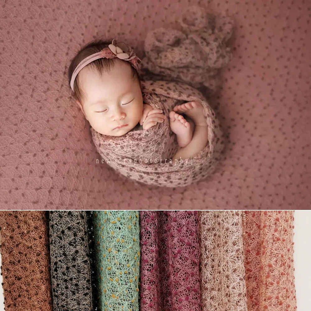 

Одежда для фотосъемки новорожденных, одеяло для новорожденных, детский вязаный цветной марлевый шарф в горошек, реквизит для фотосессии, ук...