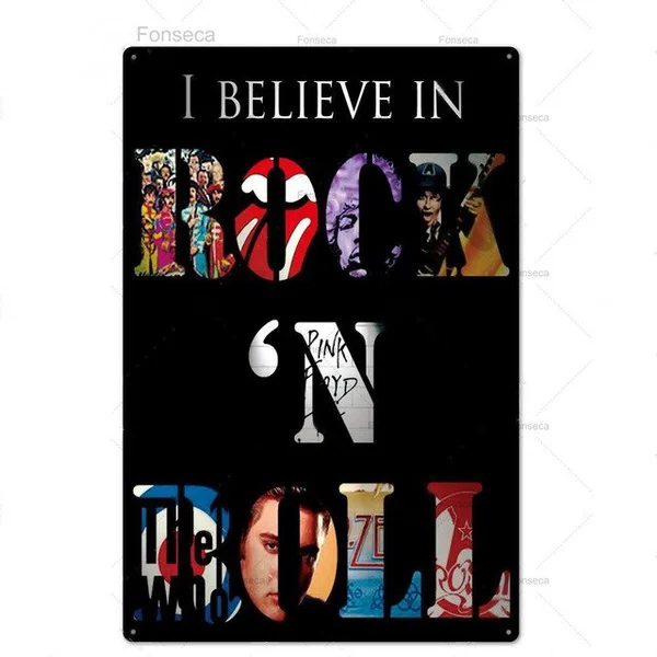 

Жестяной винтажный металлический плакат Rock & Roll с музыкой, винтажный металлический плакат, ретро, рок, Настенный декор для бара, паба, клуба