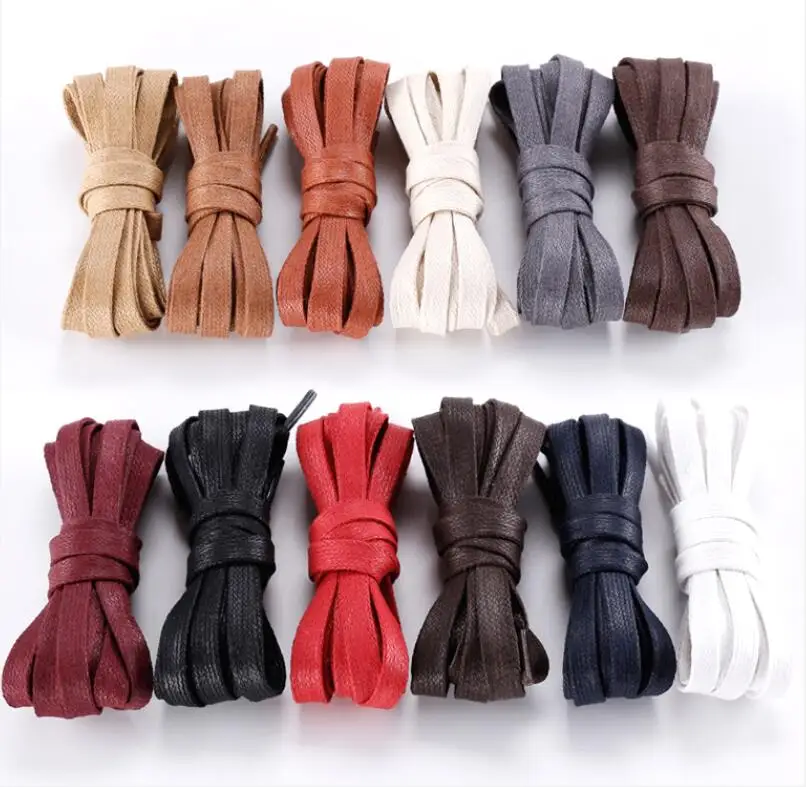 Яркие цветные Вощеные шнурки для обуви 140 см/55 дюймов черные на плоской подошве