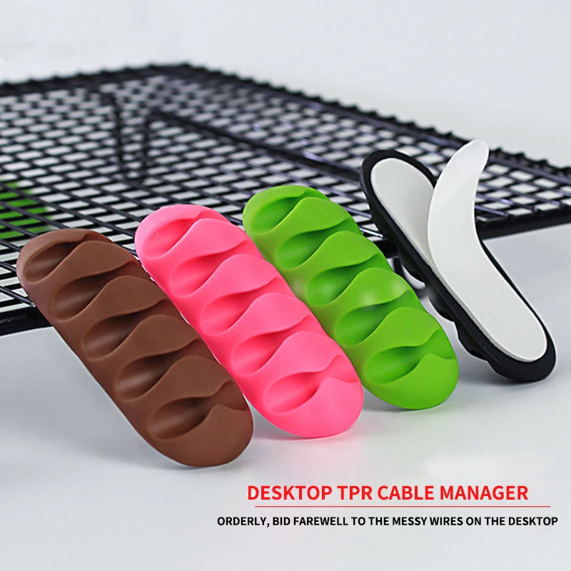 

USB cable winder management headset mobile phone charging cable organizer silicone superglue fixation clip cable winder