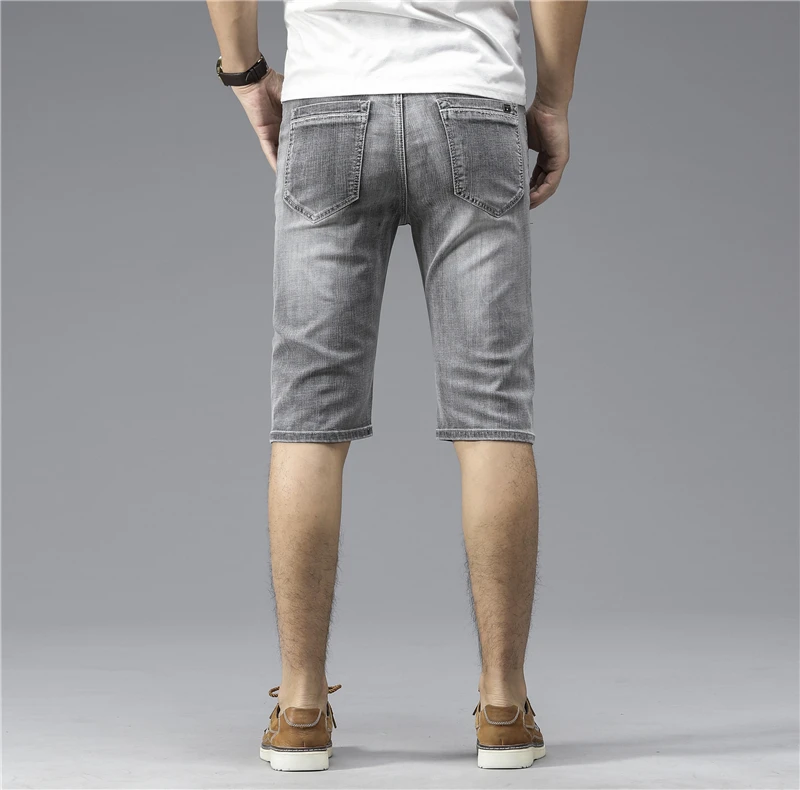 Шорты мужские прямые из денима модные брюки в классическом стиле Стрейчевые