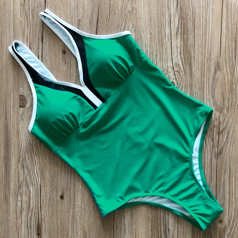 Женский винтажный слитный купальник купальники с пуш ап однотонный Монокини