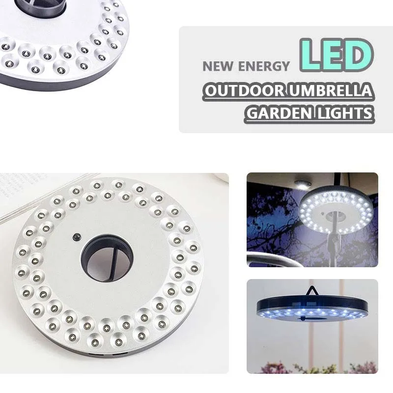 Открытый сад 48 Светодиодный зонт от солнца для Полюс светильник Палатка лампы