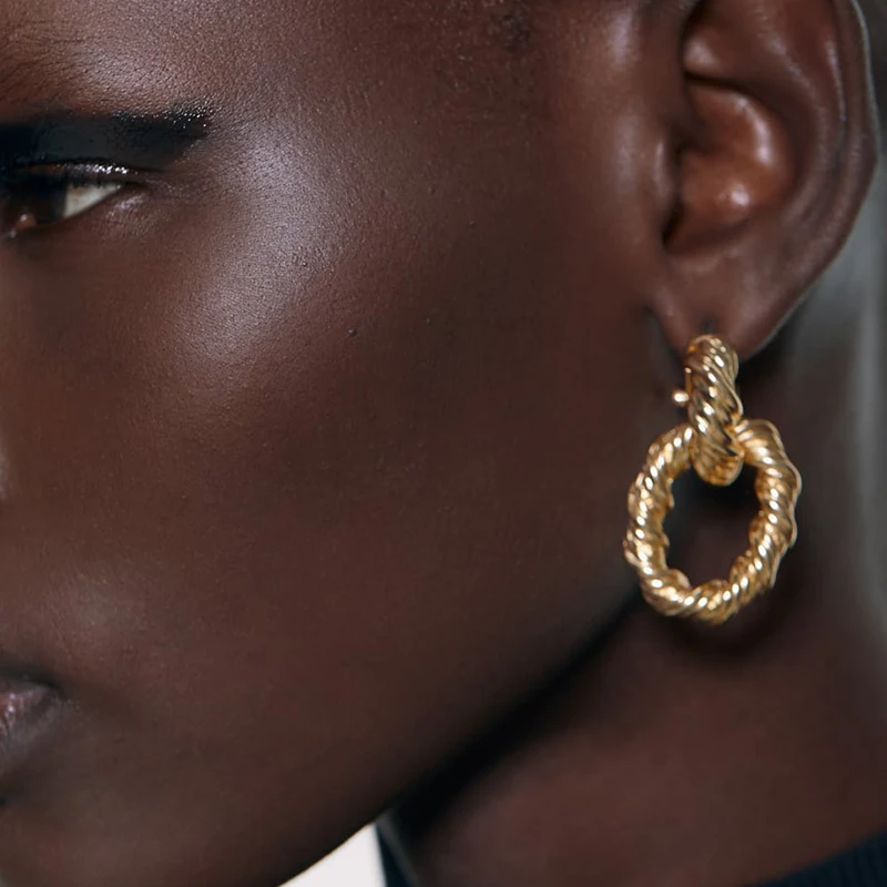 Винтажные серьги za FASHIONSNOOPS для женщин золотые ювелирные изделия геометрические