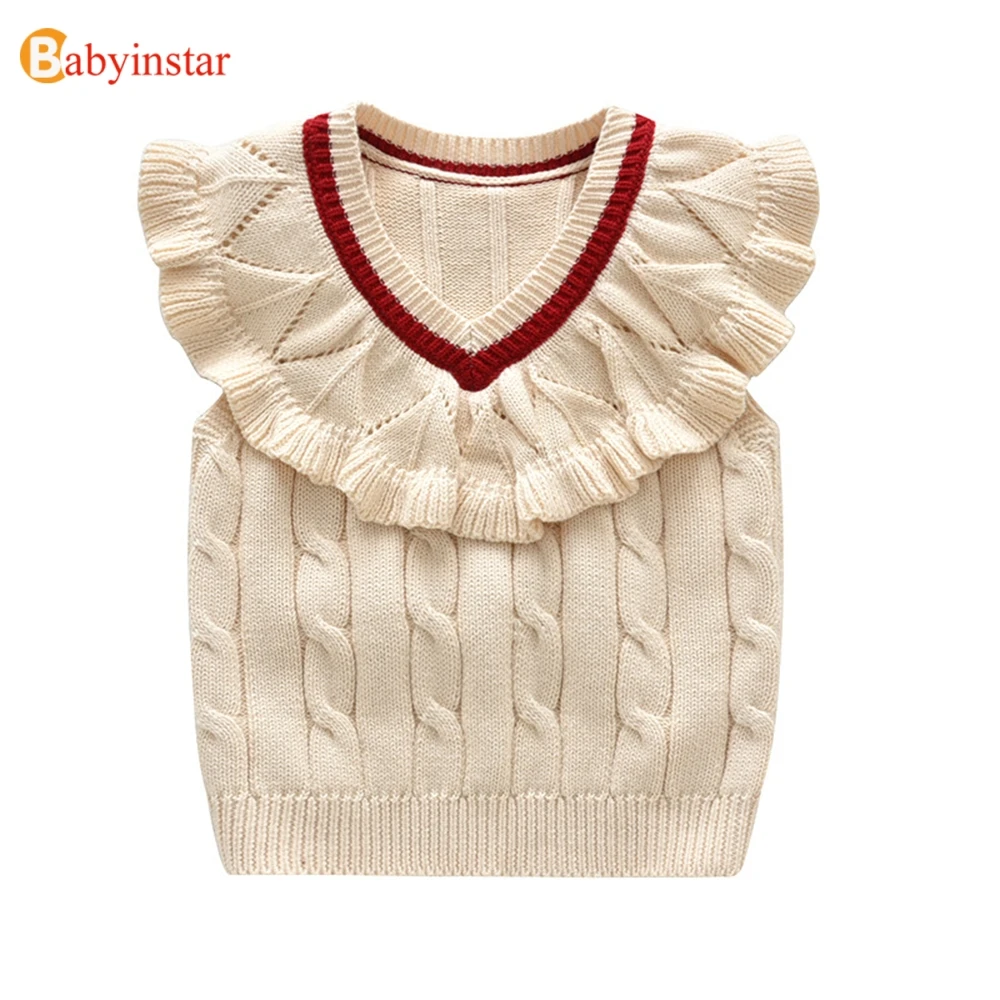 Детский жилет с V образным вырезом без рукавов|Свитера| |