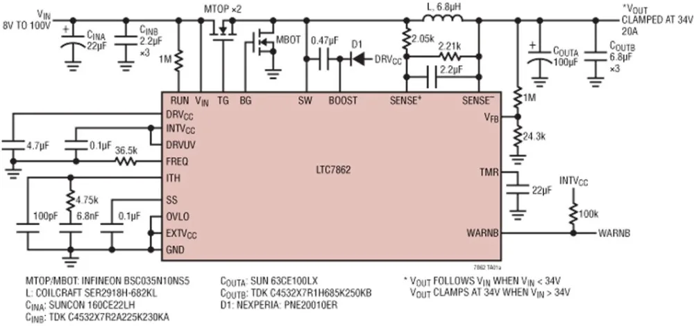 

LTC7862EUFD LTC7862IUFD LTC7862HUFD LTC7862 - 140V High Efficiency Switching Surge Stopper