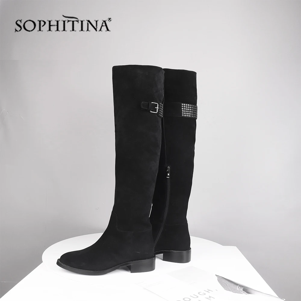 SOPHITINA/женские ботинки; Высококачественная элегантная замшевая обувь с круглым носком; однотонная удобная обувь на квадратном каблуке; новые женские ботинки; C539