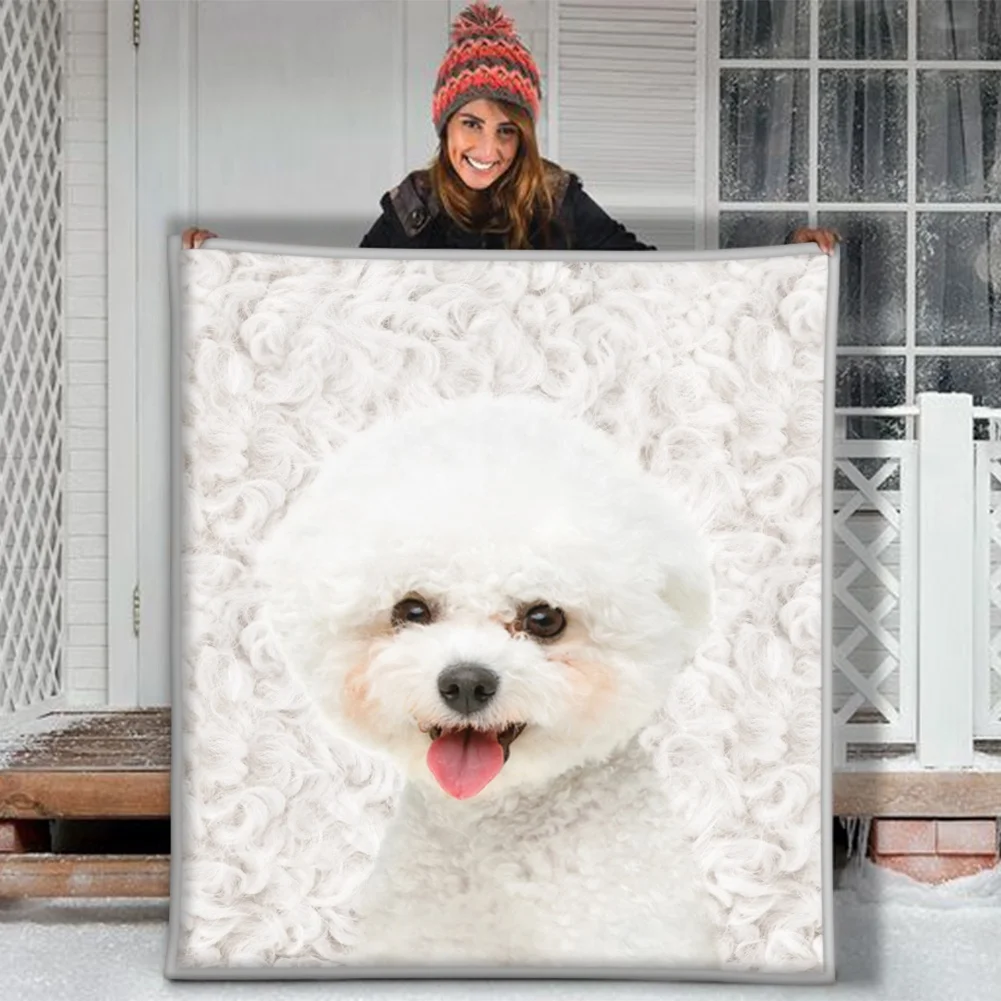 Мягкое плюшевое Флисовое одеяло Bichon Frise Dog | Дом и сад