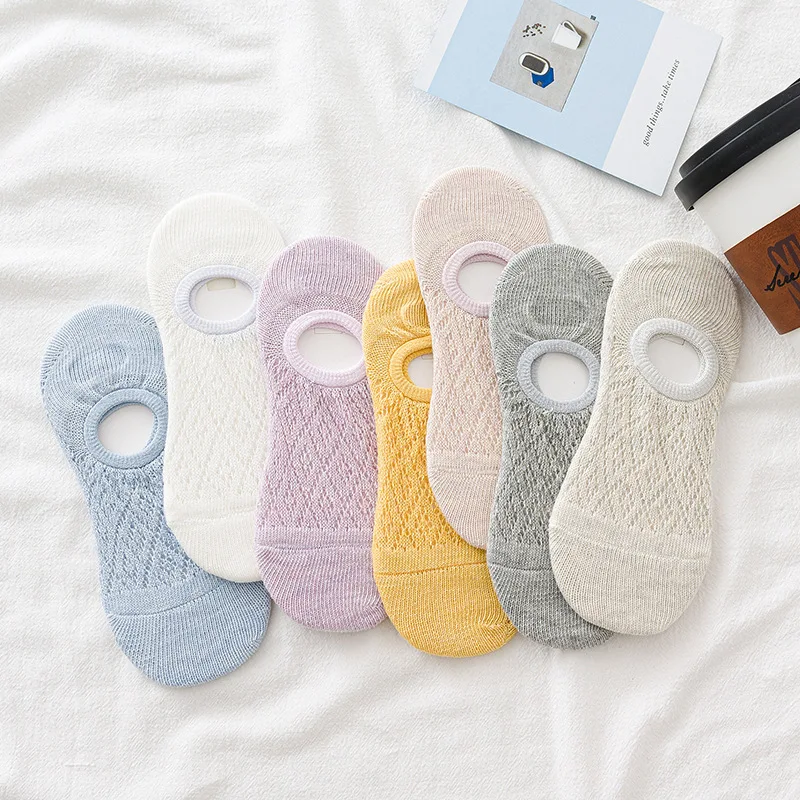 

Socks Women's Summer Thin Breathable Mesh No-Show Socks Cotton Shallow Mouth Hidden Socks Pure Color Cotton Socks
