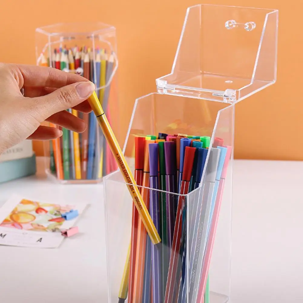 Transparent Multifunctional Pen Holder Stationery Storage Waterproof Box Home Office Acrylic Desktop Dustproof Orga G3v1 |