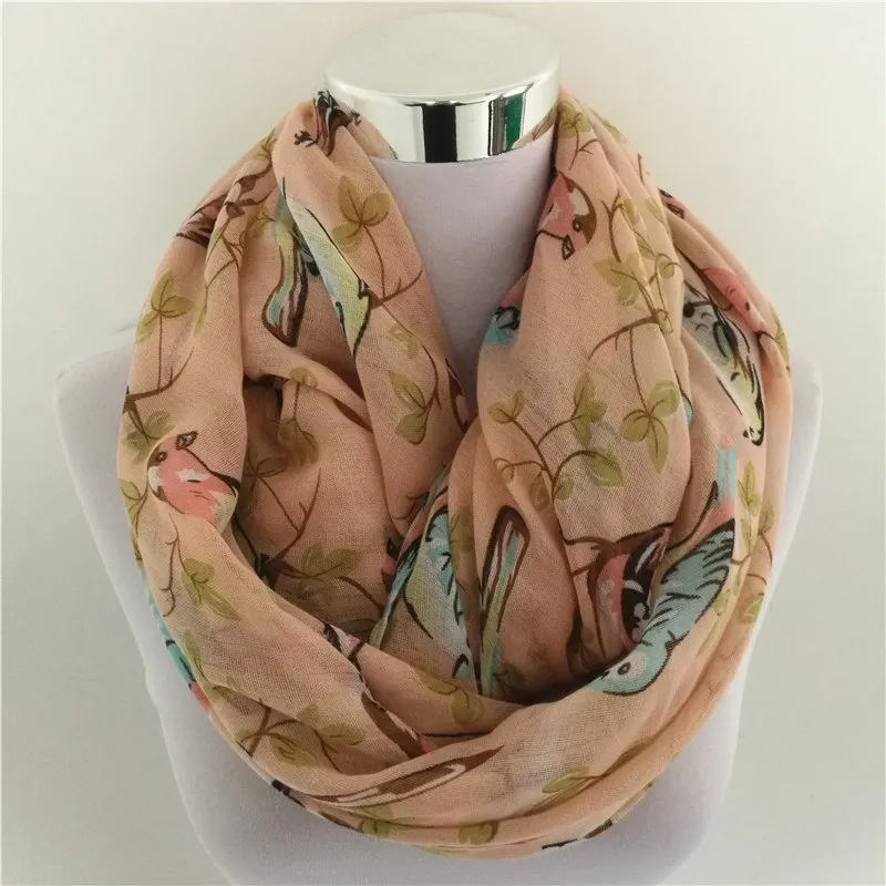 10 шт./лот новый шарф с принтом птиц 100% вискоза шарфы для женщин весна осень