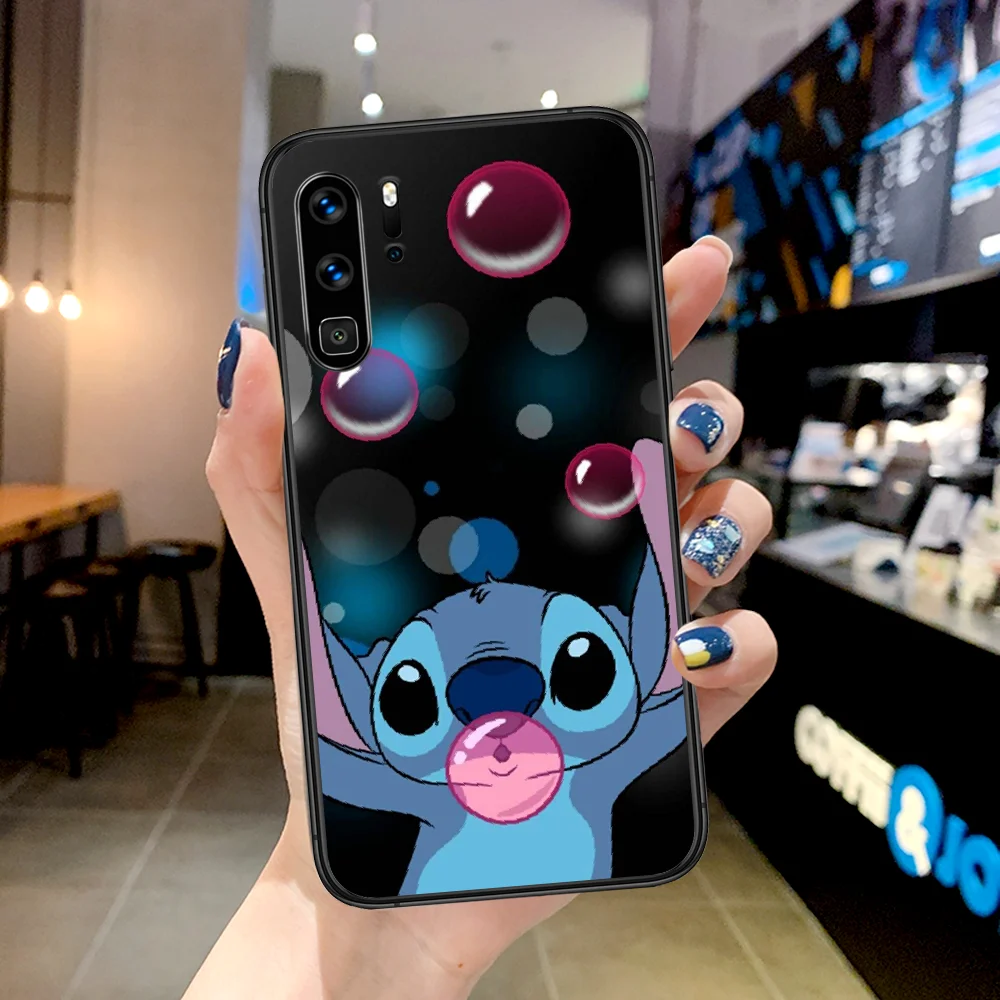 

Cute Stitch Phone Case For Huawei P Mate Smart 10 20 30 40 Lite Z 2019 Pro black Etui Painting Cell Silicone Back Luxury Hoesjes