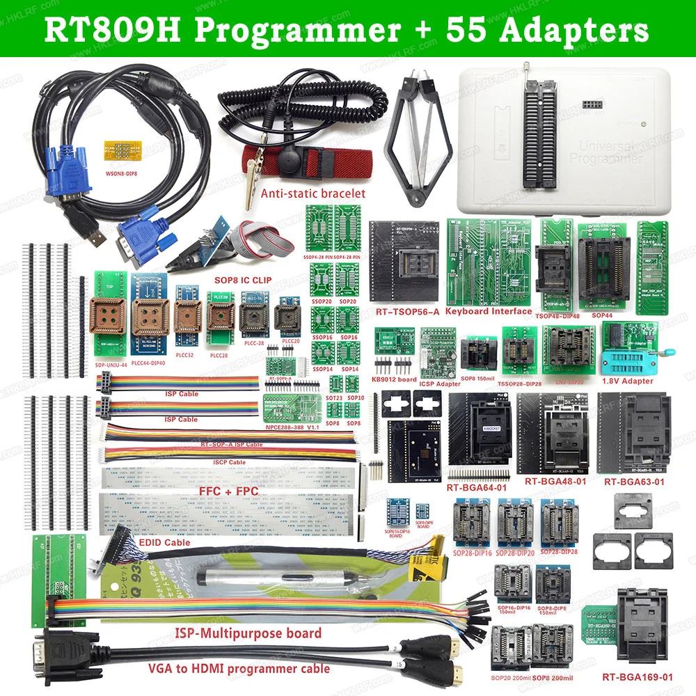 RT809H USB Универсальный программатор + 55 адаптеры EMMC NAND флэш супер все Комбинации с