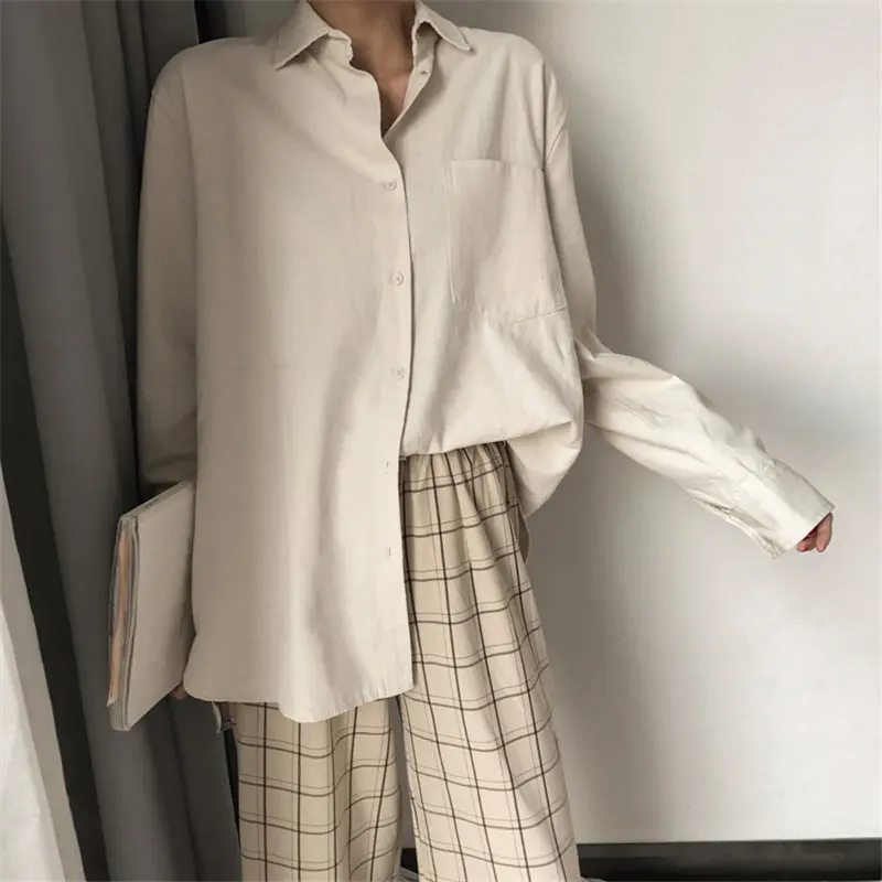 Повседневные винтажные минималистичные короткие рубашки HziriP в ленивом стиле BF