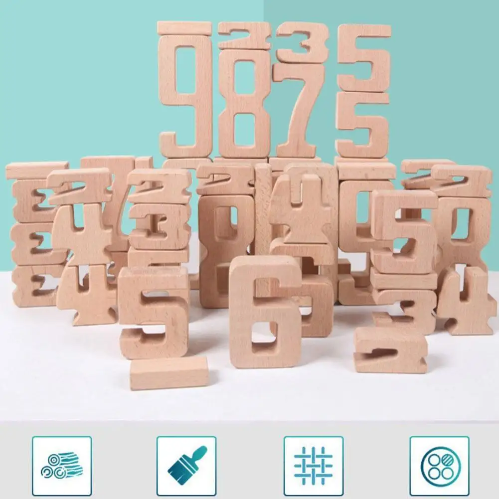 

Number Building Blocks Wooden Math Digital Toys Baby Block Balance Wood Educational Natural For Kids Montessori Toy Toys P8H8