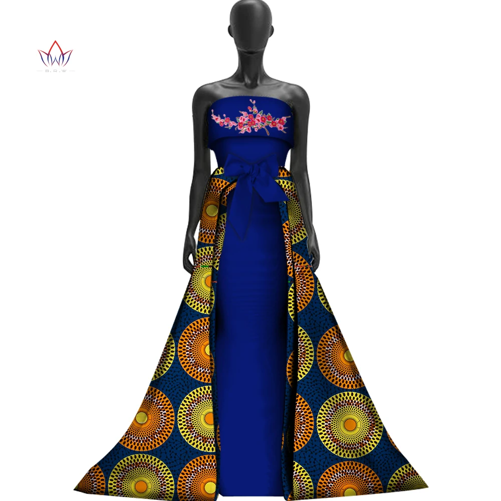 Женские длинные платья с аппликацией и шлейфом африканские бантом открытыми