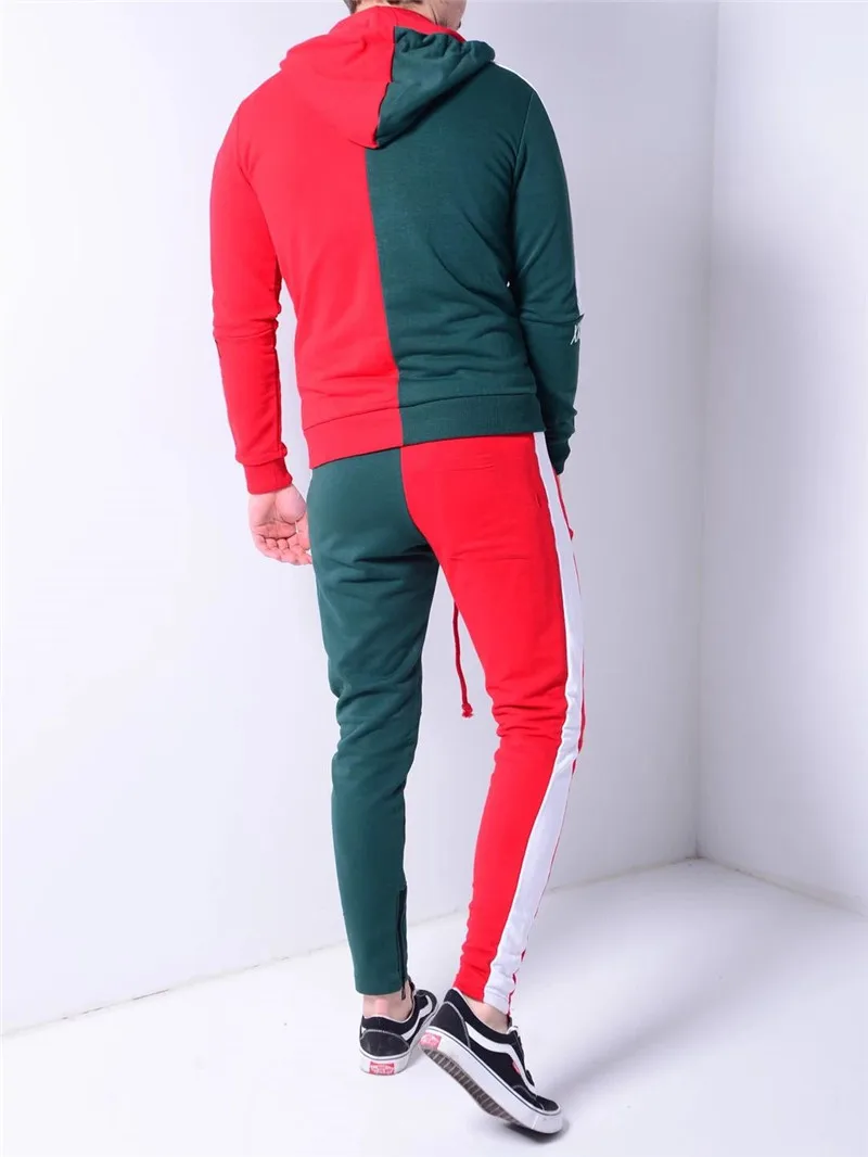 Colors Patchwork Mens Tracksuits High Street Rapper Dancing Pencil Pants 2PCS Sets Winter Fit Hiphop Suits | Мужская одежда