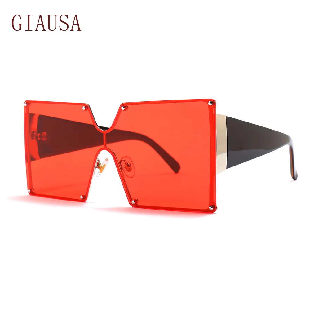 

GIAUSA European and American personality Sunglasses square one-piece Sunglasses Street Photo night vision glasses
