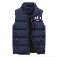 high qulity mens printed coats fashion sleeveless zipperr down vest casual stand collar waistcoat male outdoor warm jackets