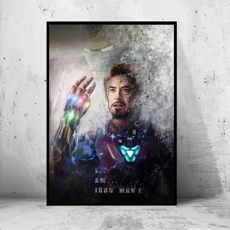 Плакат с надписью I Am Iron Man на холсте рисунок Марвел постер героями фильмов