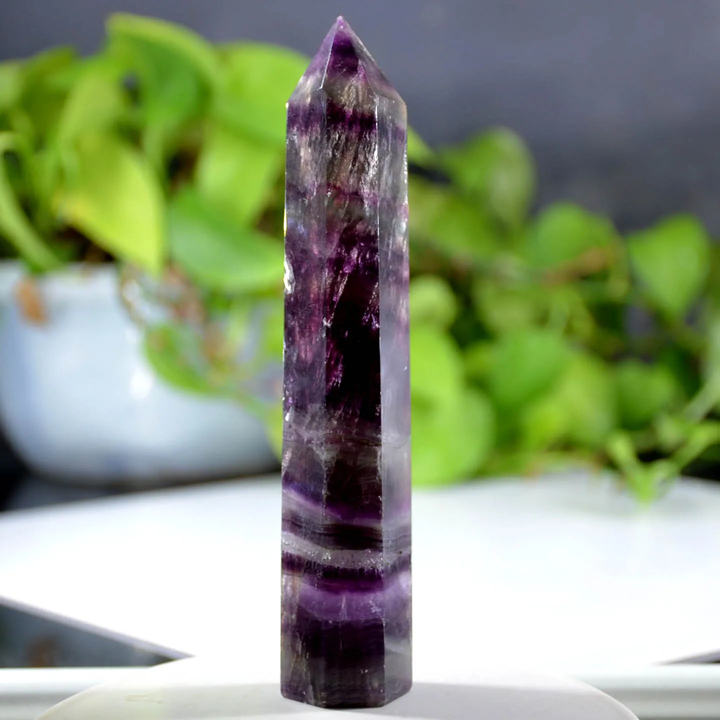 

Natural Colorful Fluorite Hexagonal Column Crystal Point Healing Wand Mineral Home Decoration Stone Study Room Decoratio