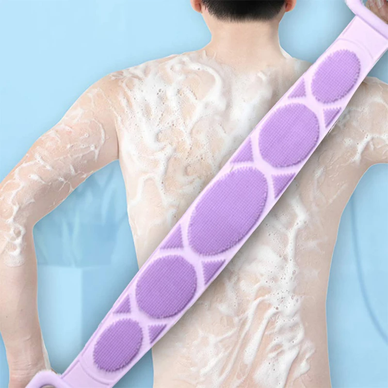 

Silicone Back Scrubber for Shower Double Side Spa Massage Exfoliating Back Brush Belt Scrubbing Pad