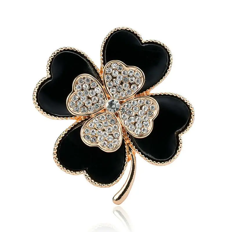 Doluo Lucky Leaf Rhinestone Brooch Pin Crystal Botany Flower Popular Ornaments DIY Jewelry for Woman Accessories | Украшения и