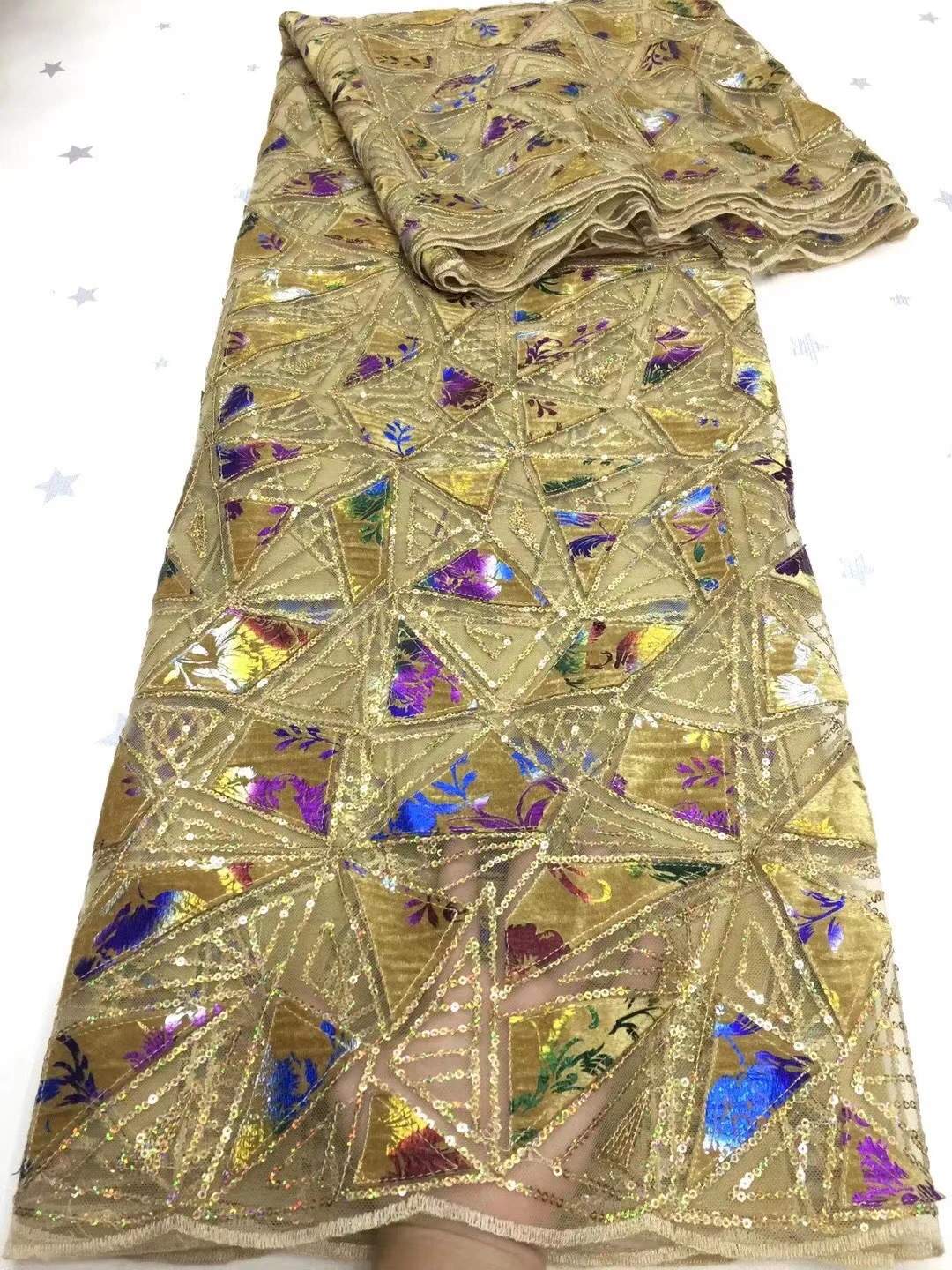 

2020 Yellow Sequins lace fabric high quality african french net lace fabric with sequins african french lace for sewing KCD20168