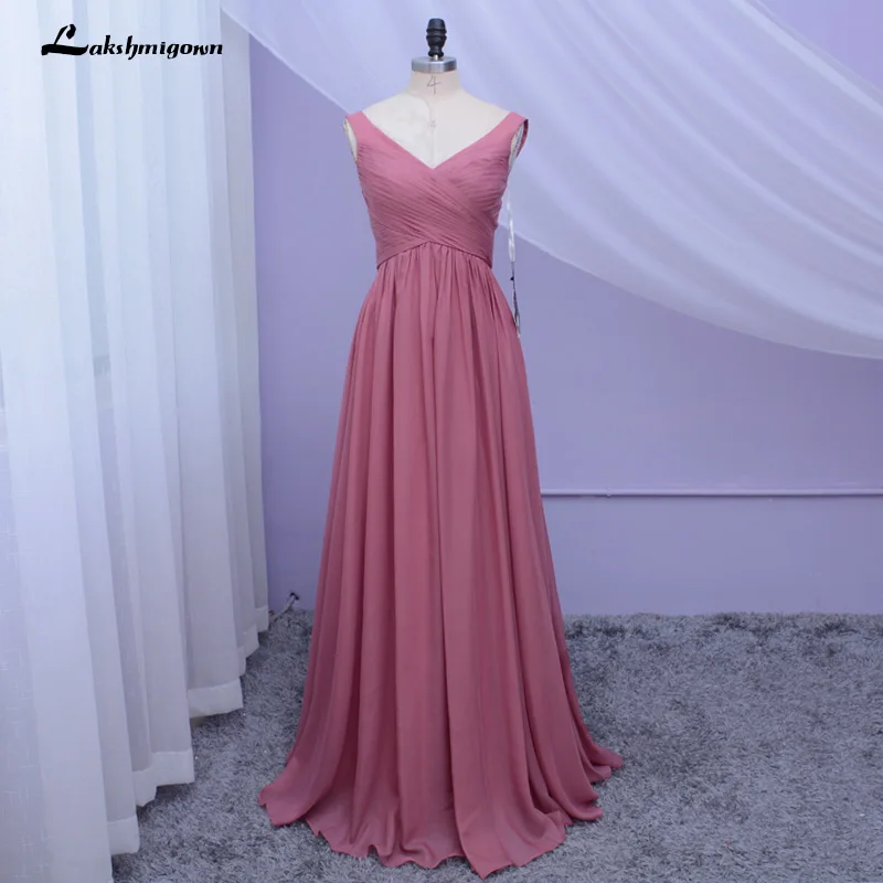 Lakshmigown дешевые платья подружки невесты с V-образным вырезом шифоновые длинные для