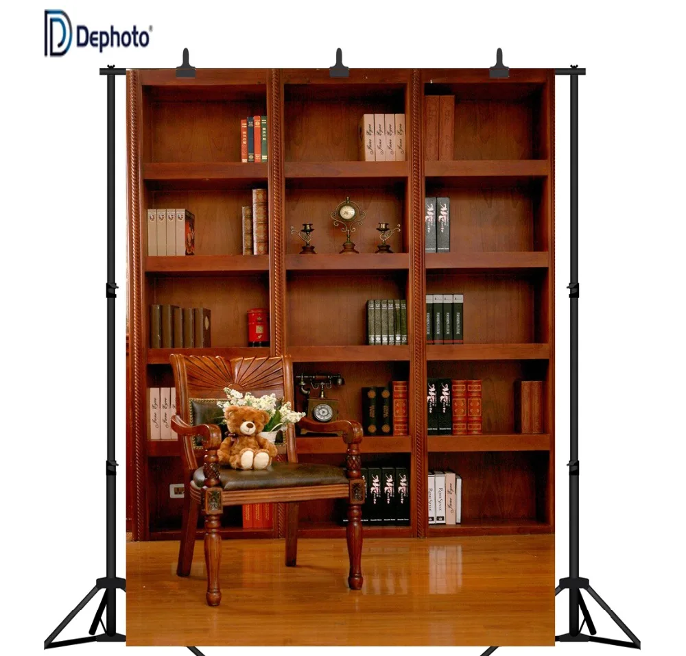 

DePhoto Ретро книжная полка студия в помещении фон для фотосъемки компьютерная печать поли ткань бесшовный фон GMWD27