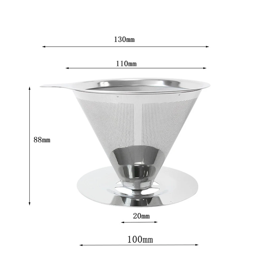 

1pc Double Layer Stainless Steel Pouring Coffee Filter Soy Milk Mesh Funnel Reusable Tool Convenient To Use and Wash