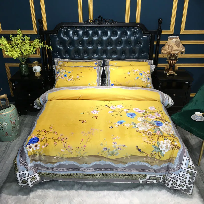 

Luxury Chinese Style Flowers Peacock Printing Winter Fleece Fabric Bedding set Flannel Duvet cover Bed Sheet/Linen Pillowcases