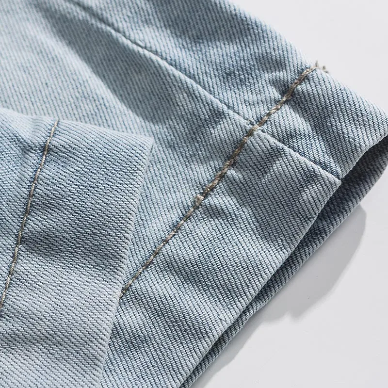 

Streetwear Harajuku Denim Shorts 2021 Men Hip Hop Letter Print Denim Track Shorts Summer Cotton Casual Jogger Shorts Sweatpants