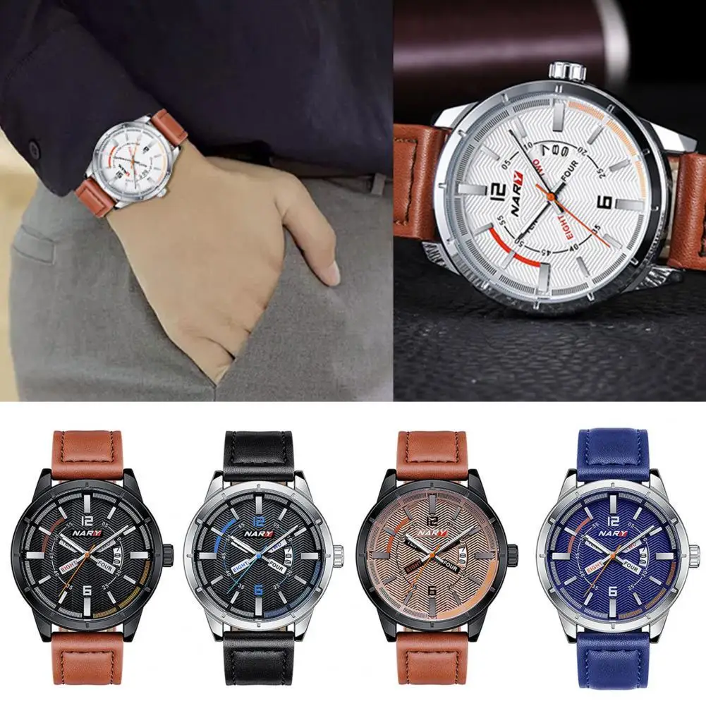 

NARY Luxury Big Dial Accurate Alloy Luminous Round Dial Quartz Wristwatch Work Watch for Daily Wear