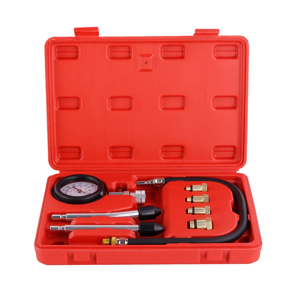 

3/8pcs Petrol Engine Pressure Gauge Tester Kit Set Compression Leakage Diagnostic Compressometer Tool For Auto With Case