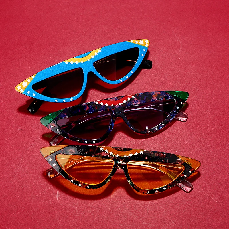 Солнцезащитные очки кошачий глаз для мужчин и женщин винтажные Модные Цветные